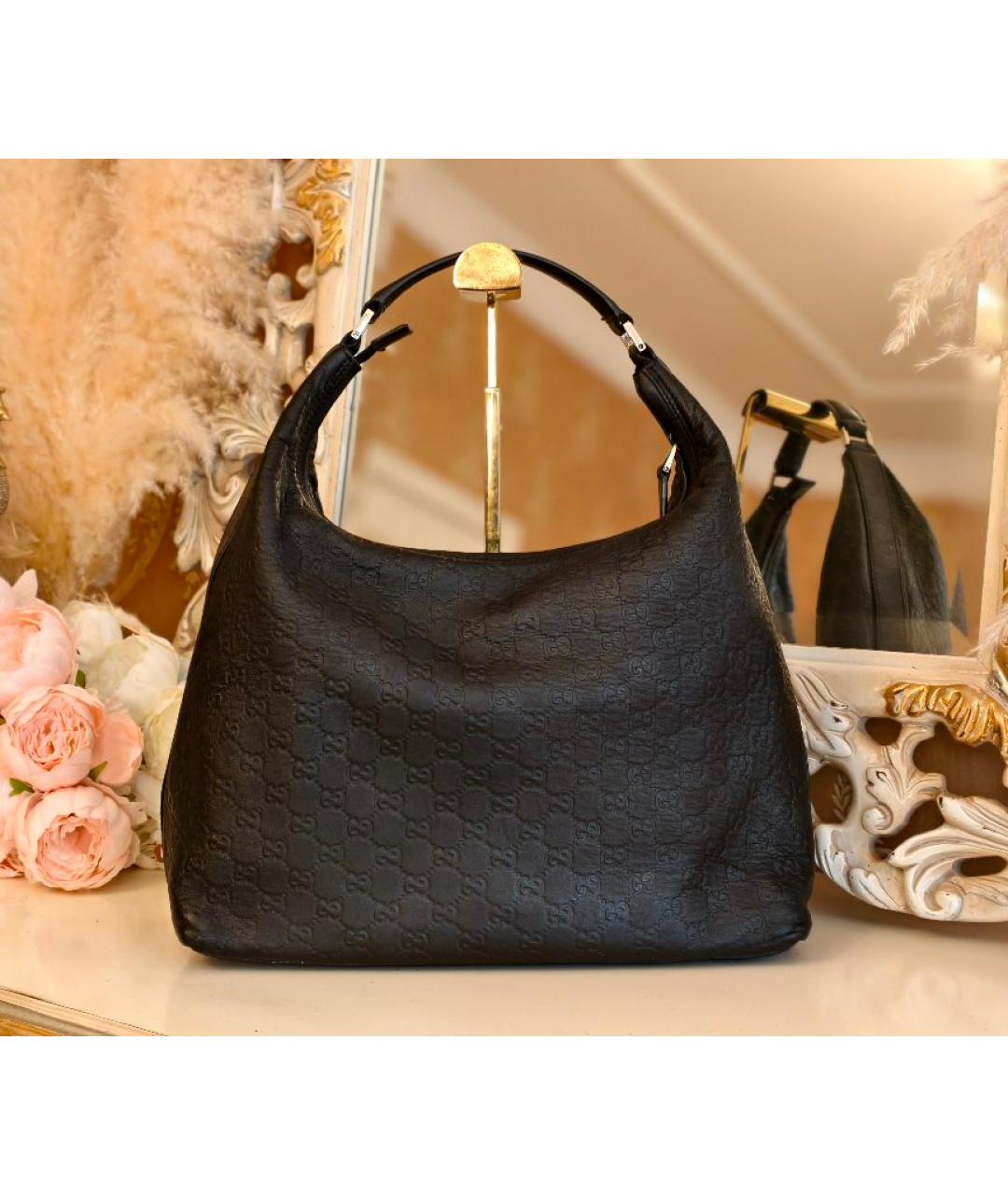 GUCCI Черная кожаная сумка с короткими ручками, фото 9