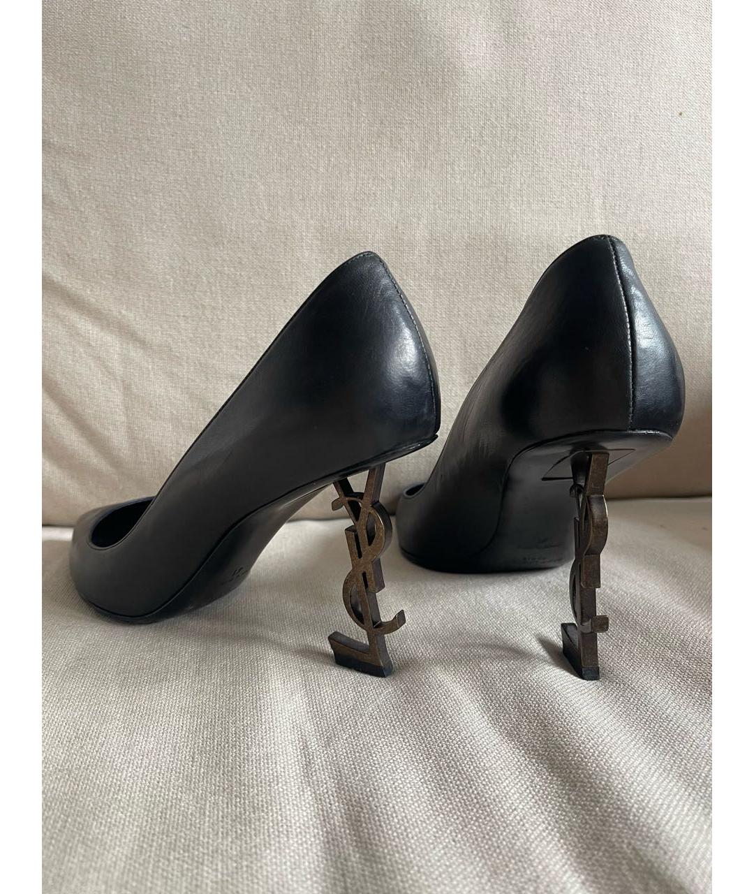 SAINT LAURENT Черные кожаные туфли, фото 3