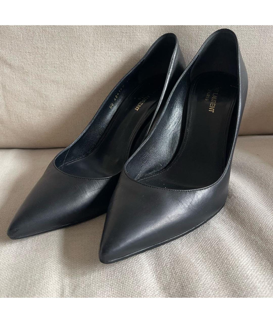 SAINT LAURENT Черные кожаные туфли, фото 2