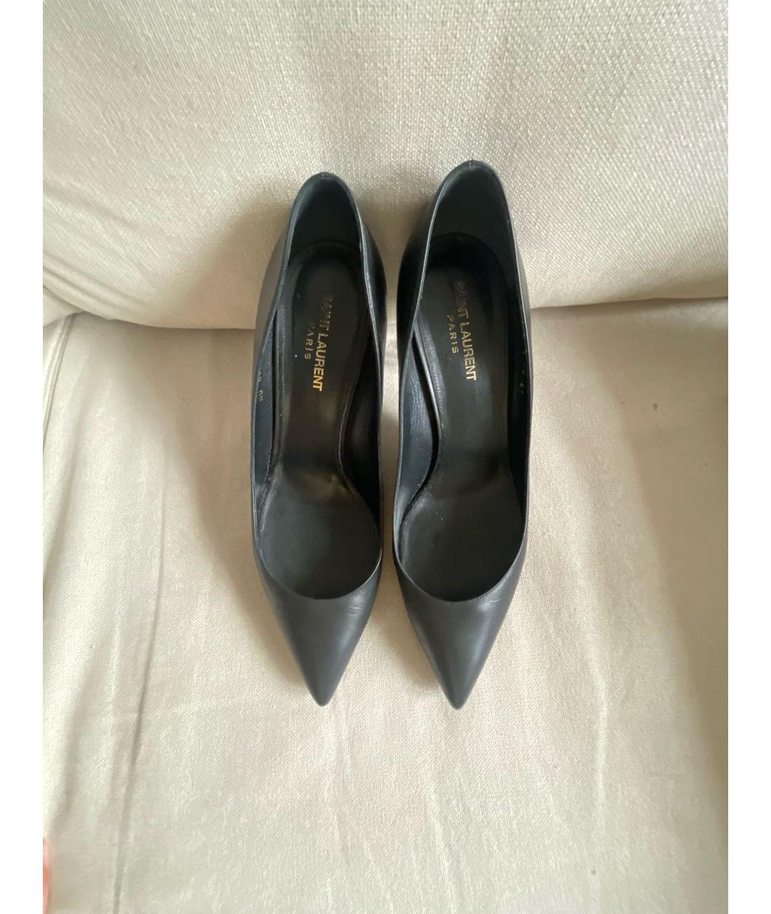 SAINT LAURENT Черные кожаные туфли, фото 6