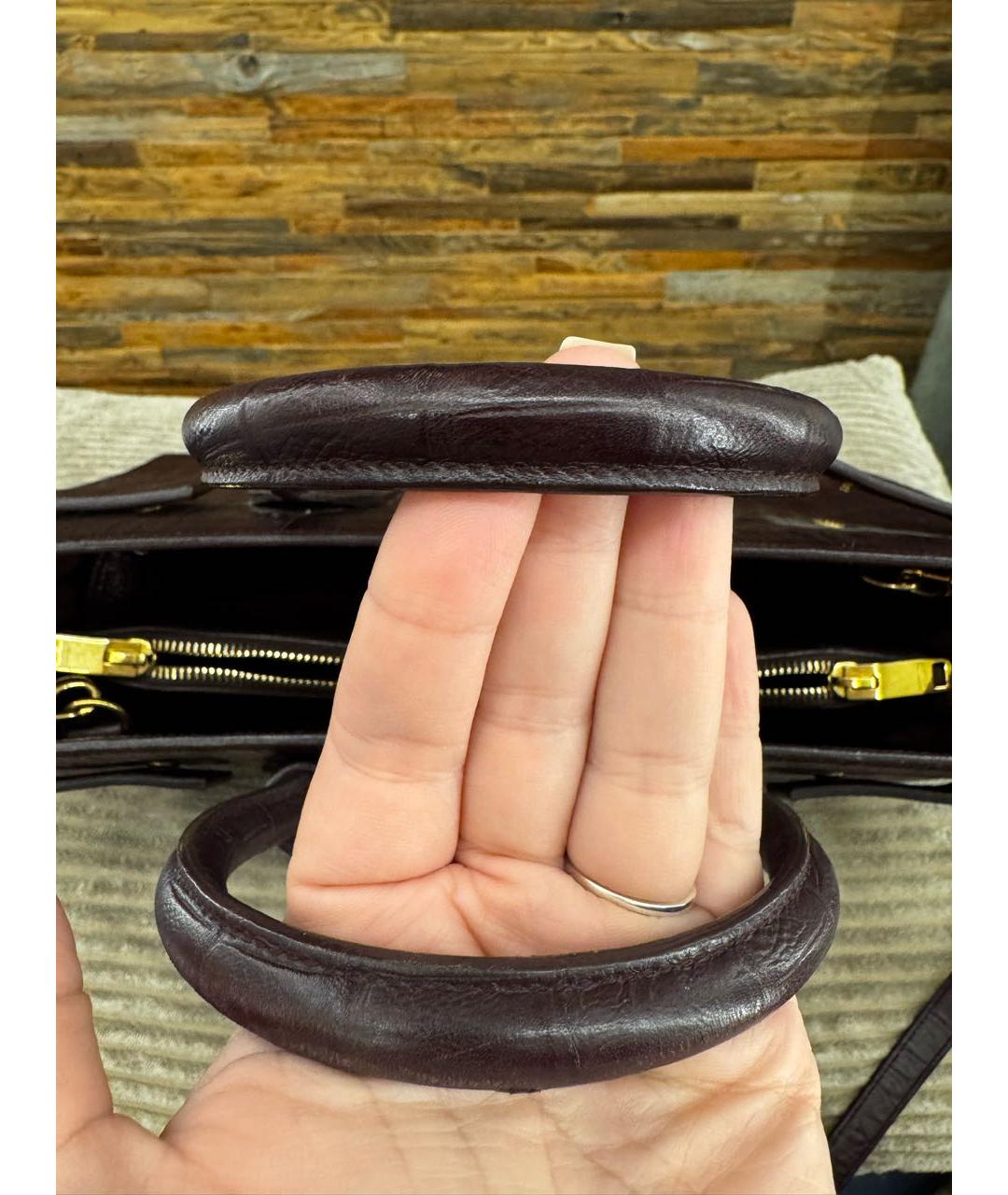 SAINT LAURENT Бордовая кожаная сумка с короткими ручками, фото 7