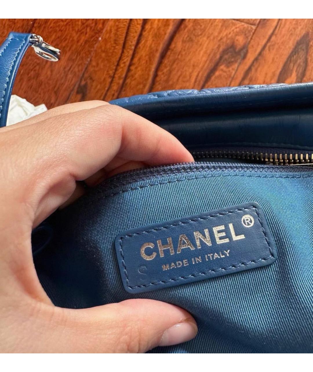 CHANEL Бирюзовая кожаная сумка через плечо, фото 4