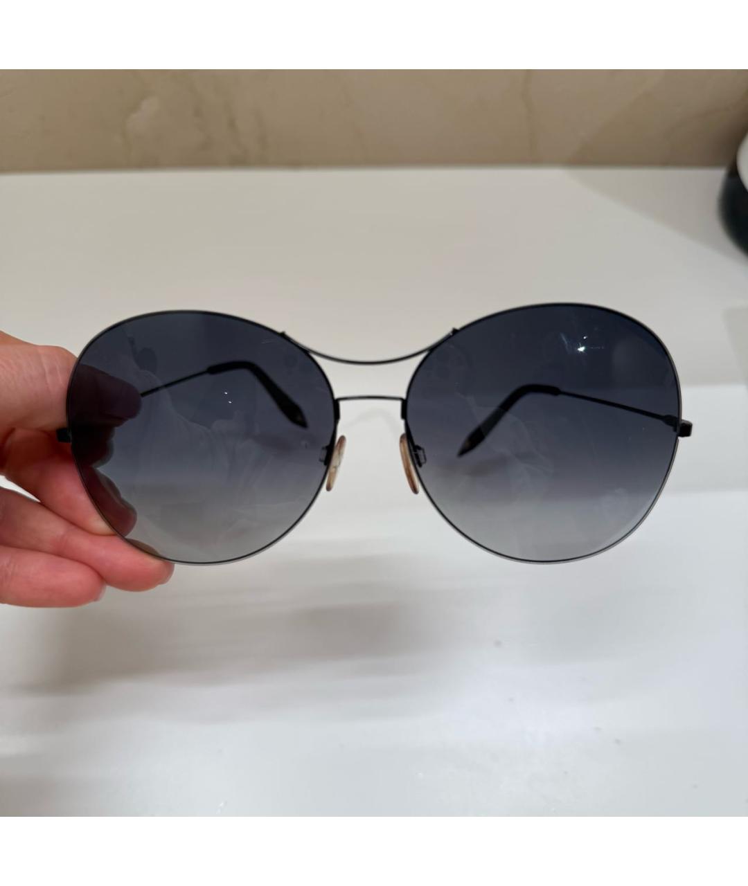 VICTORIA BECKHAM Черные металлические солнцезащитные очки, фото 4