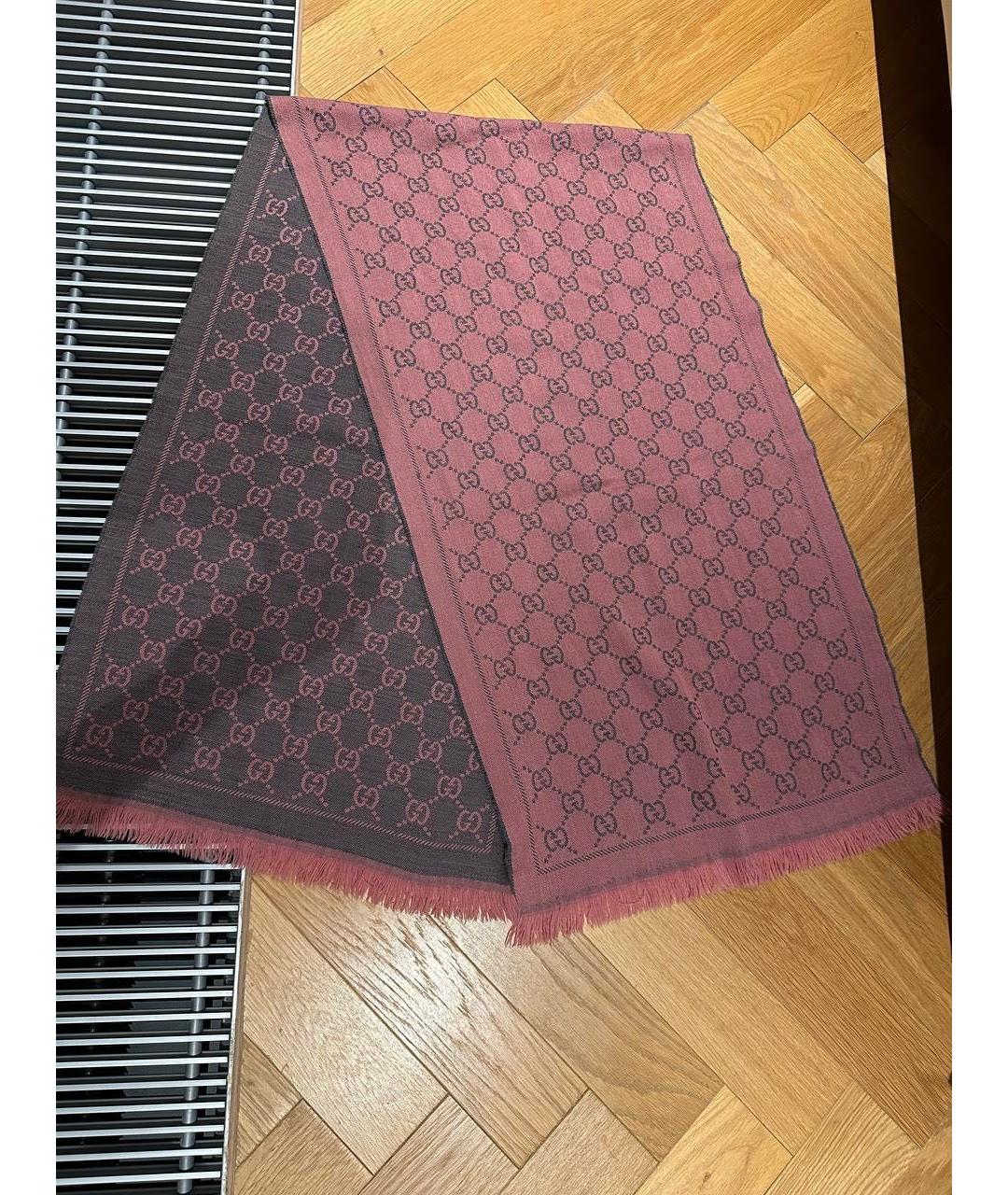 GUCCI Розовый шерстяной шарф, фото 2