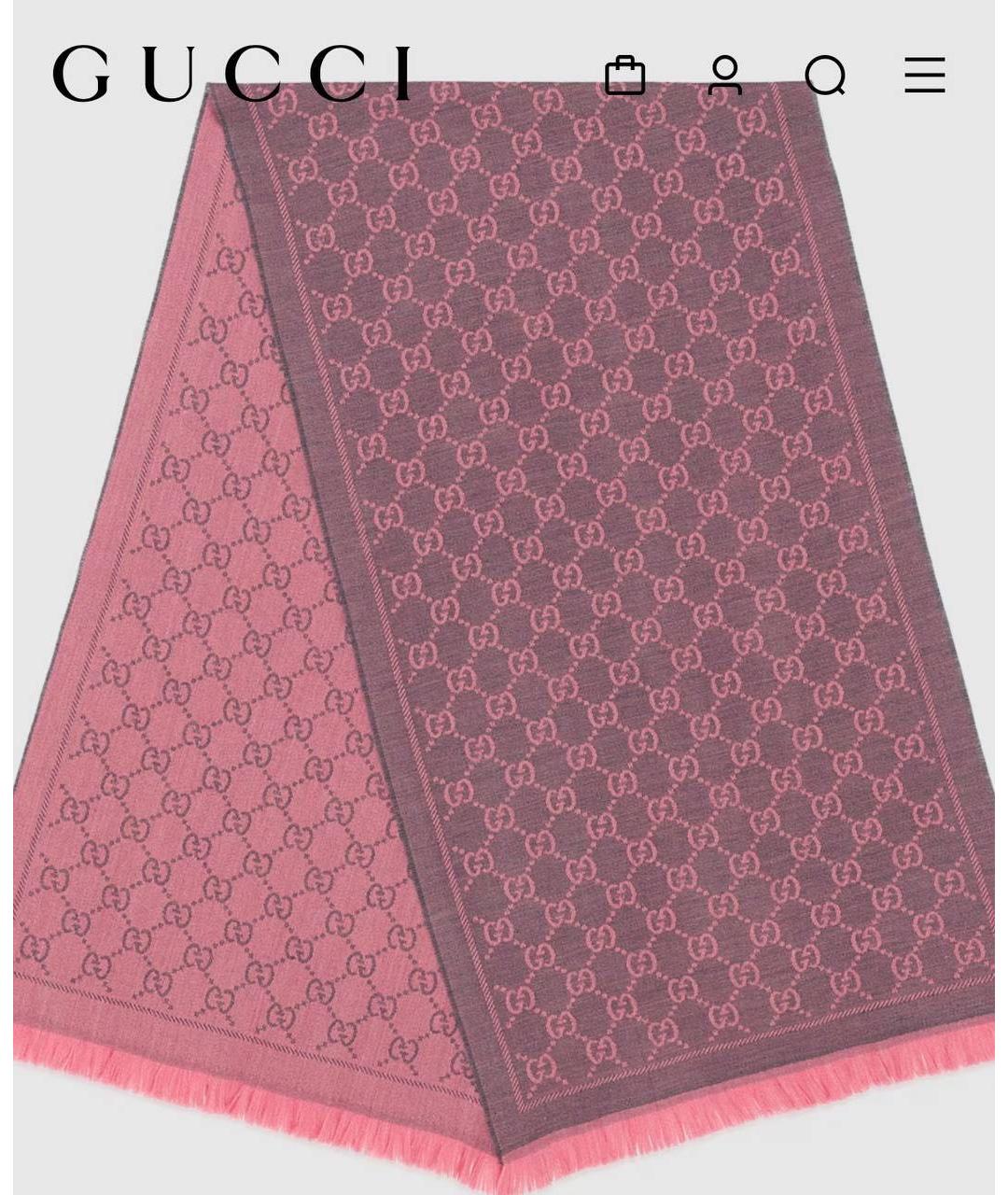 GUCCI Розовый шерстяной шарф, фото 3