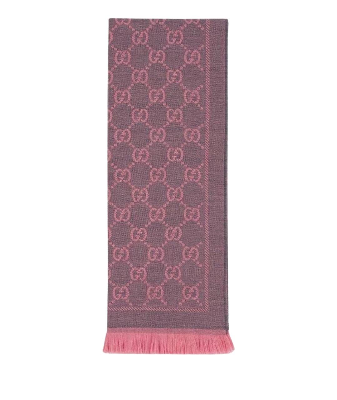 GUCCI Розовый шерстяной шарф, фото 1
