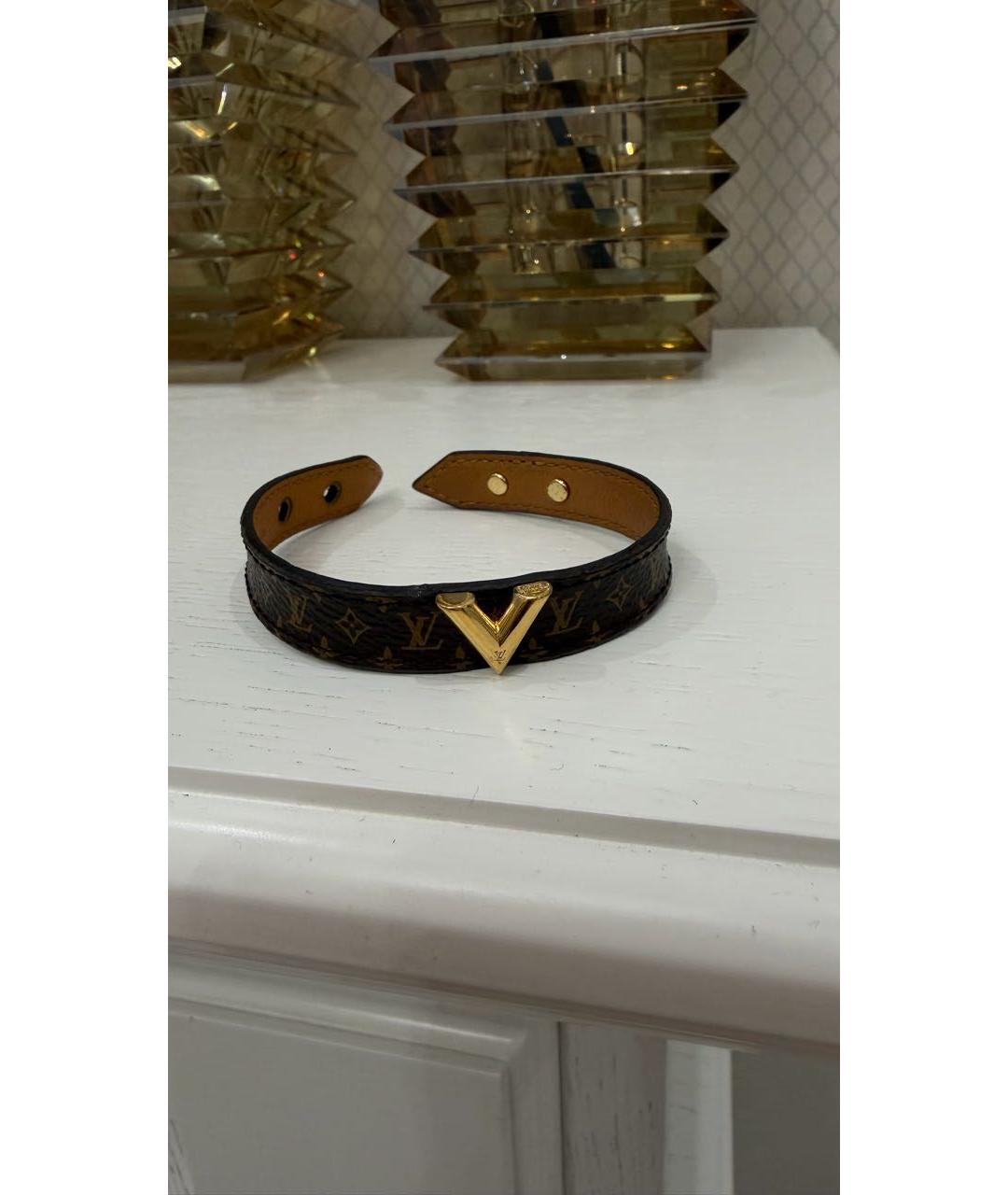 LOUIS VUITTON Коричневый кожаный браслет, фото 4
