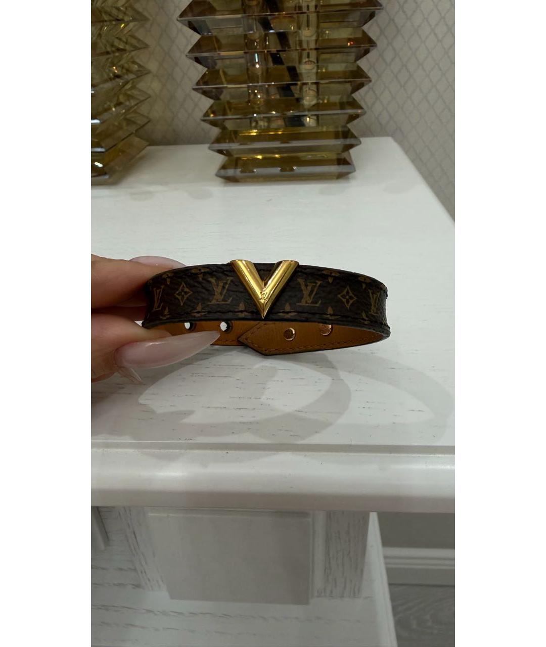 LOUIS VUITTON Коричневый кожаный браслет, фото 2