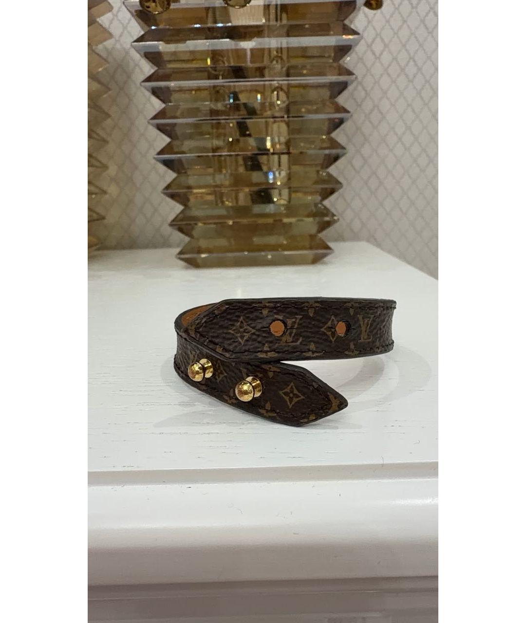 LOUIS VUITTON Коричневый кожаный браслет, фото 3