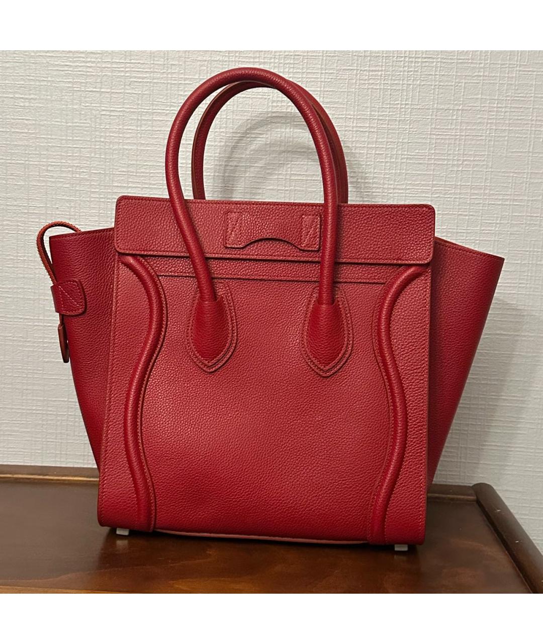CELINE Красная кожаная сумка тоут, фото 3