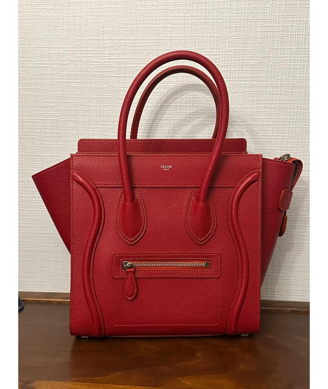CELINE Красная кожаная сумка тоут, фото 9