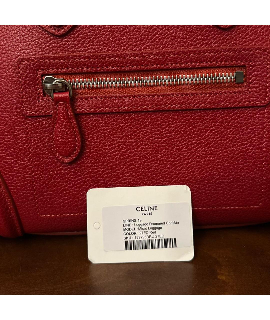 CELINE Красная кожаная сумка тоут, фото 8