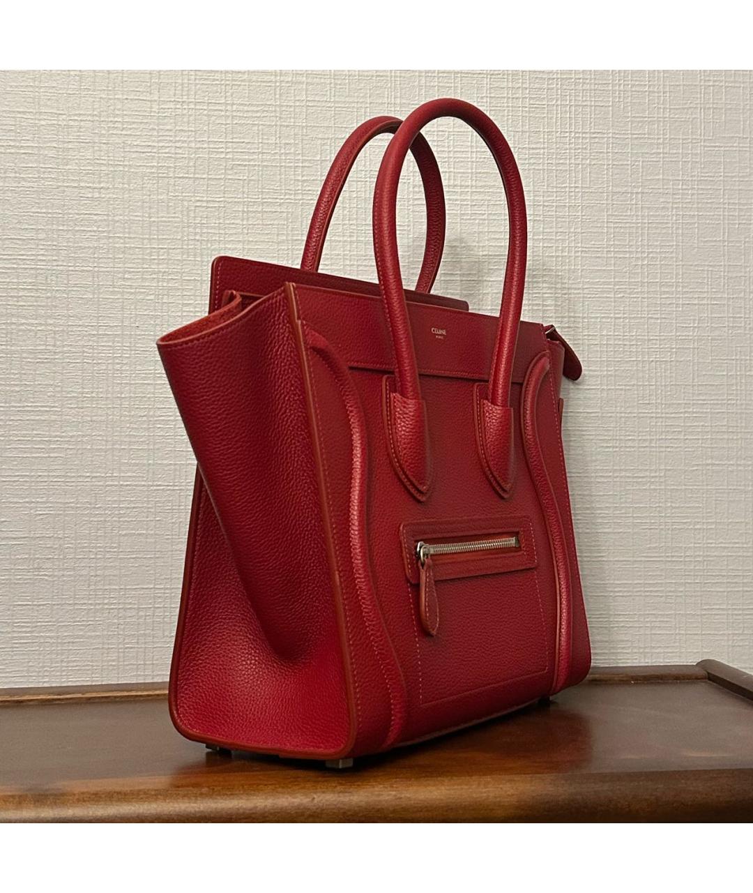CELINE Красная кожаная сумка тоут, фото 2