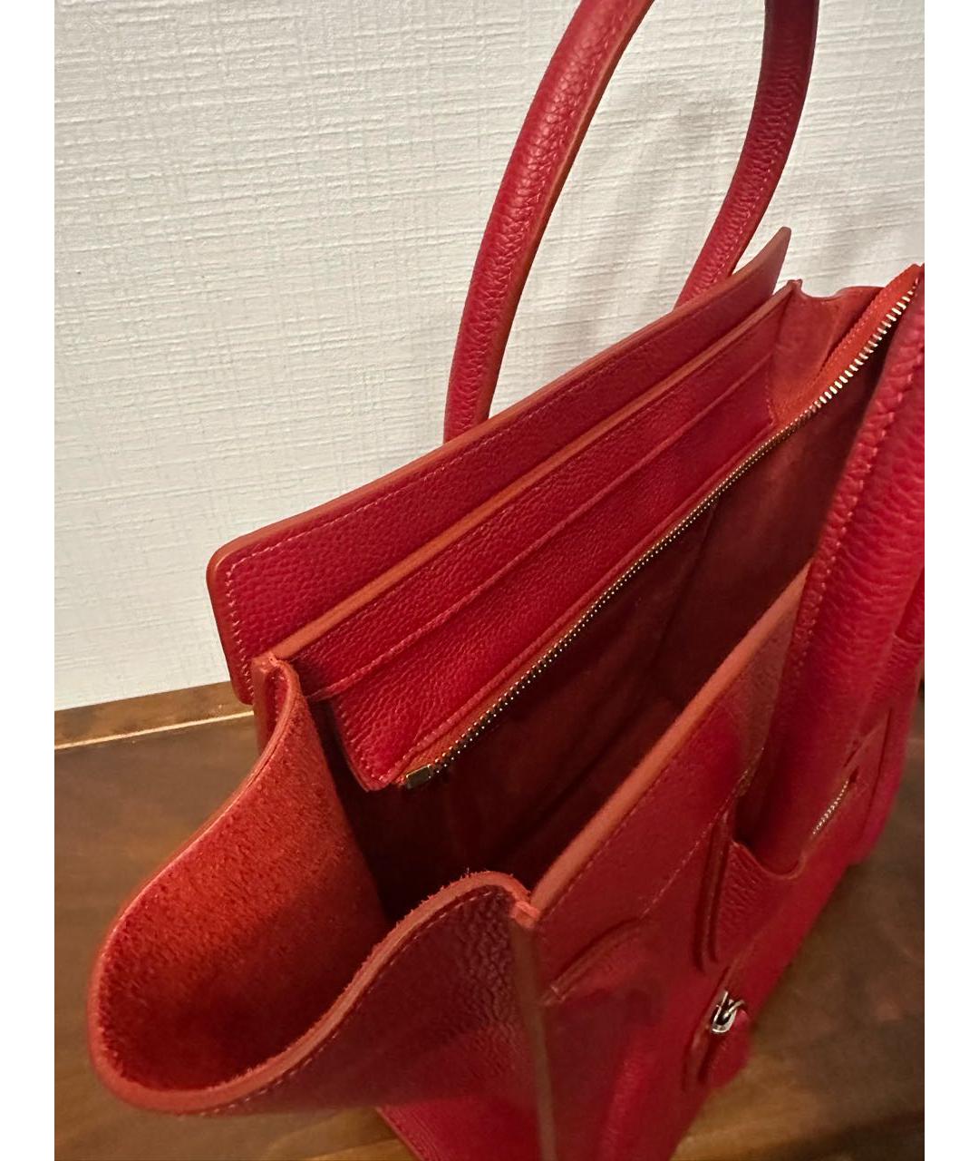 CELINE Красная кожаная сумка тоут, фото 5