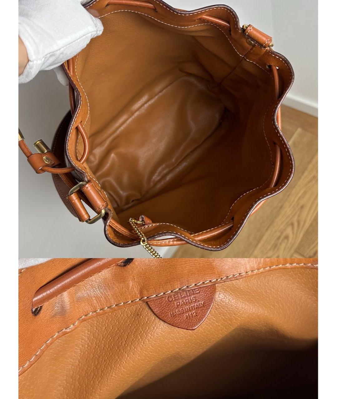 CELINE Коричневая кожаная сумка через плечо, фото 8