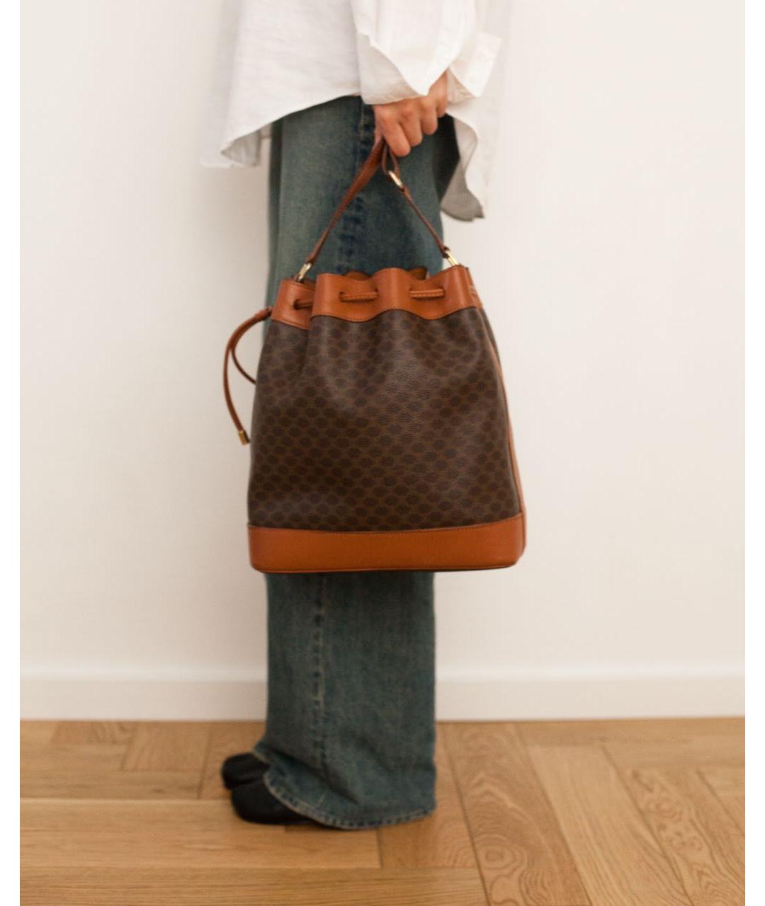 CELINE Коричневая кожаная сумка через плечо, фото 4