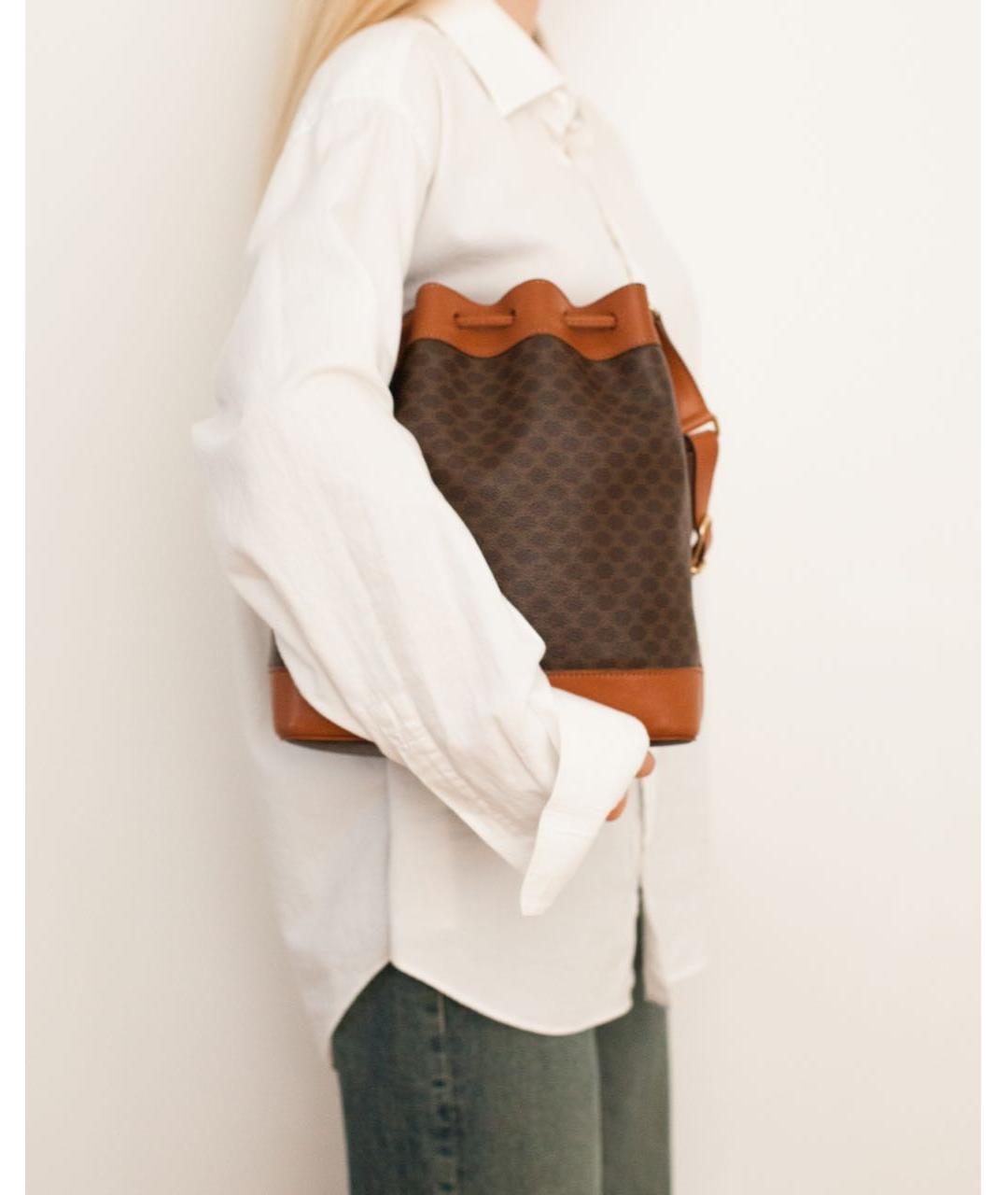 CELINE Коричневая кожаная сумка через плечо, фото 3