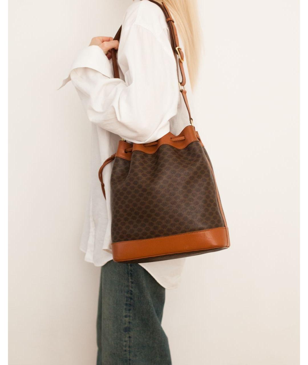 CELINE Коричневая кожаная сумка через плечо, фото 2