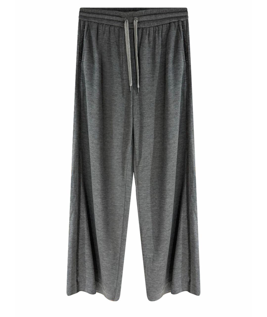 BRUNELLO CUCINELLI Серые шерстяные брюки широкие, фото 1