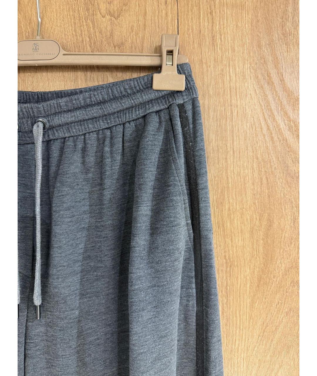 BRUNELLO CUCINELLI Серые шерстяные брюки широкие, фото 2