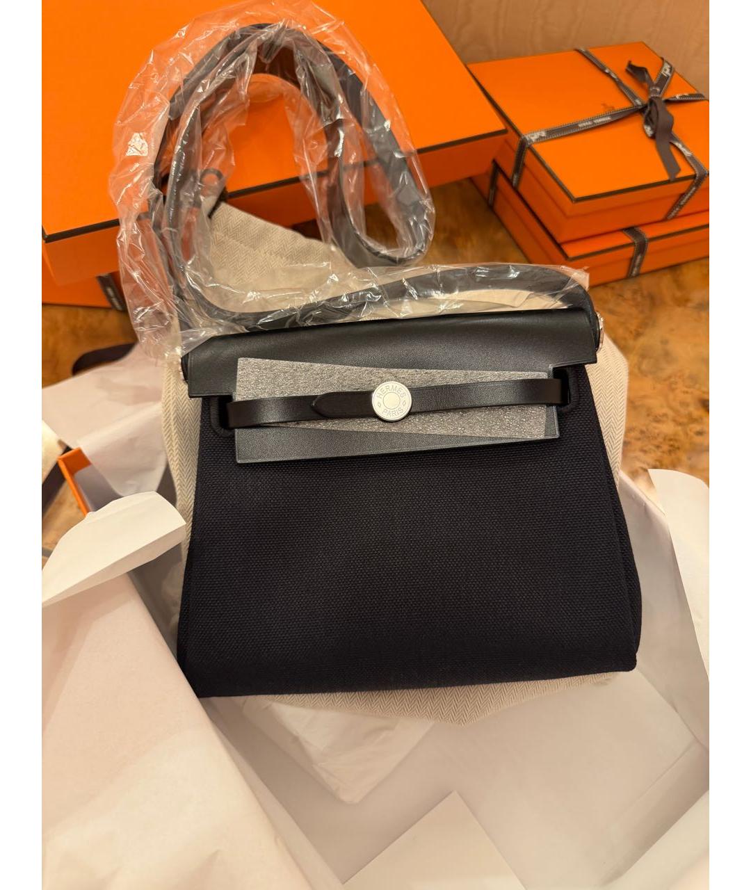 HERMES Черная деним сумка через плечо, фото 2