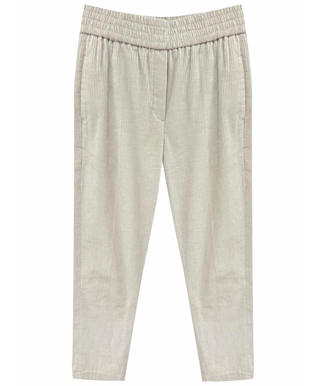 BRUNELLO CUCINELLI Бежевые хлопковые прямые брюки, фото 1