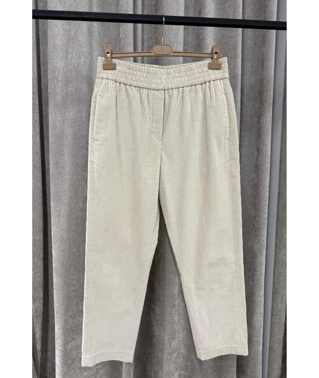 BRUNELLO CUCINELLI Бежевые хлопковые прямые брюки, фото 3