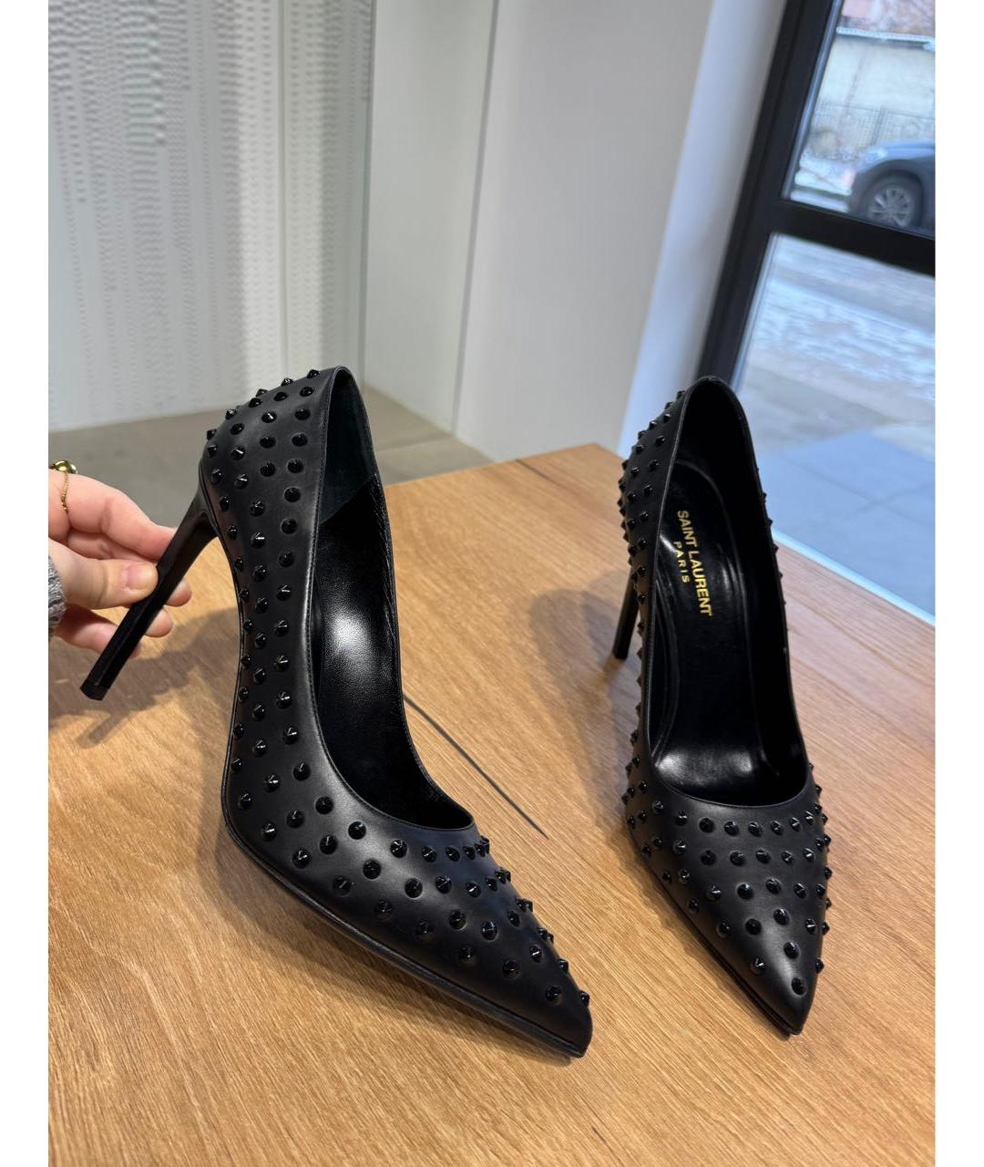 SAINT LAURENT Черные кожаные туфли, фото 2