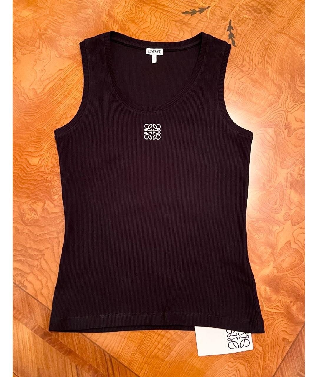 LOEWE Черная хлопко-эластановая майка, фото 6