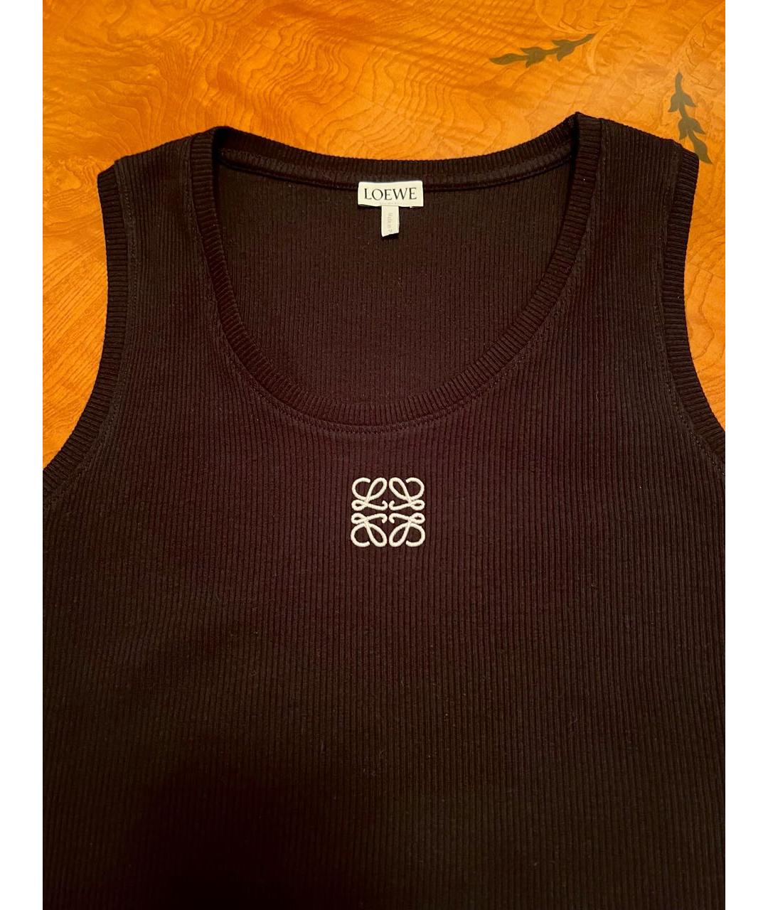 LOEWE Черная хлопко-эластановая майка, фото 3