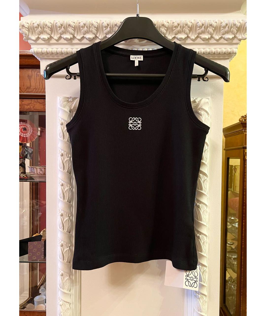 LOEWE Черная хлопко-эластановая майка, фото 4