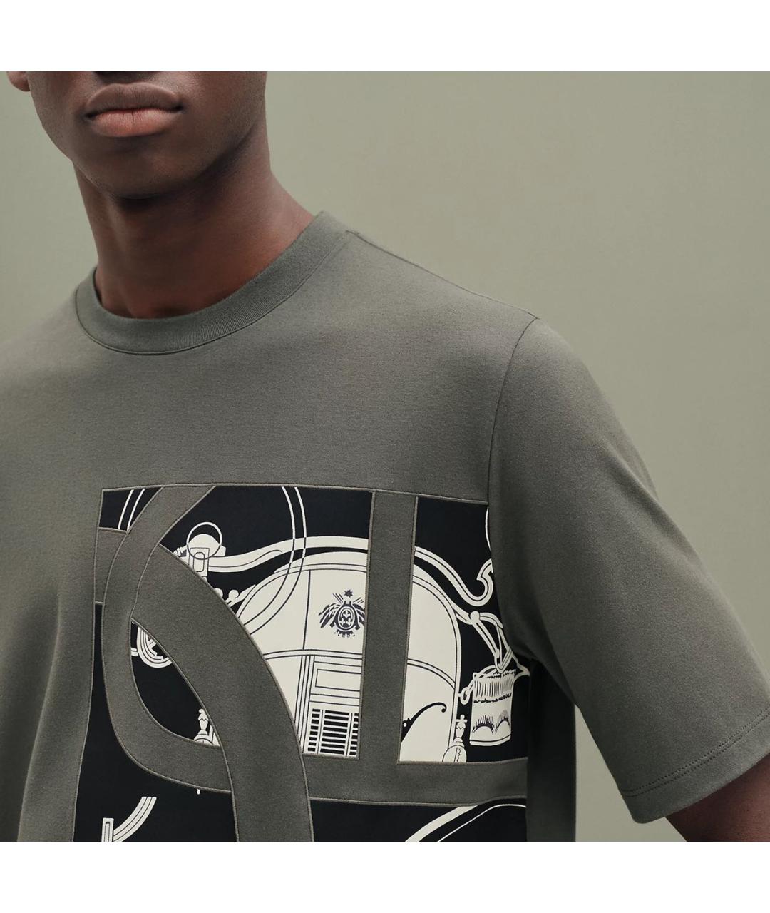 HERMES Хаки хлопковая футболка, фото 4