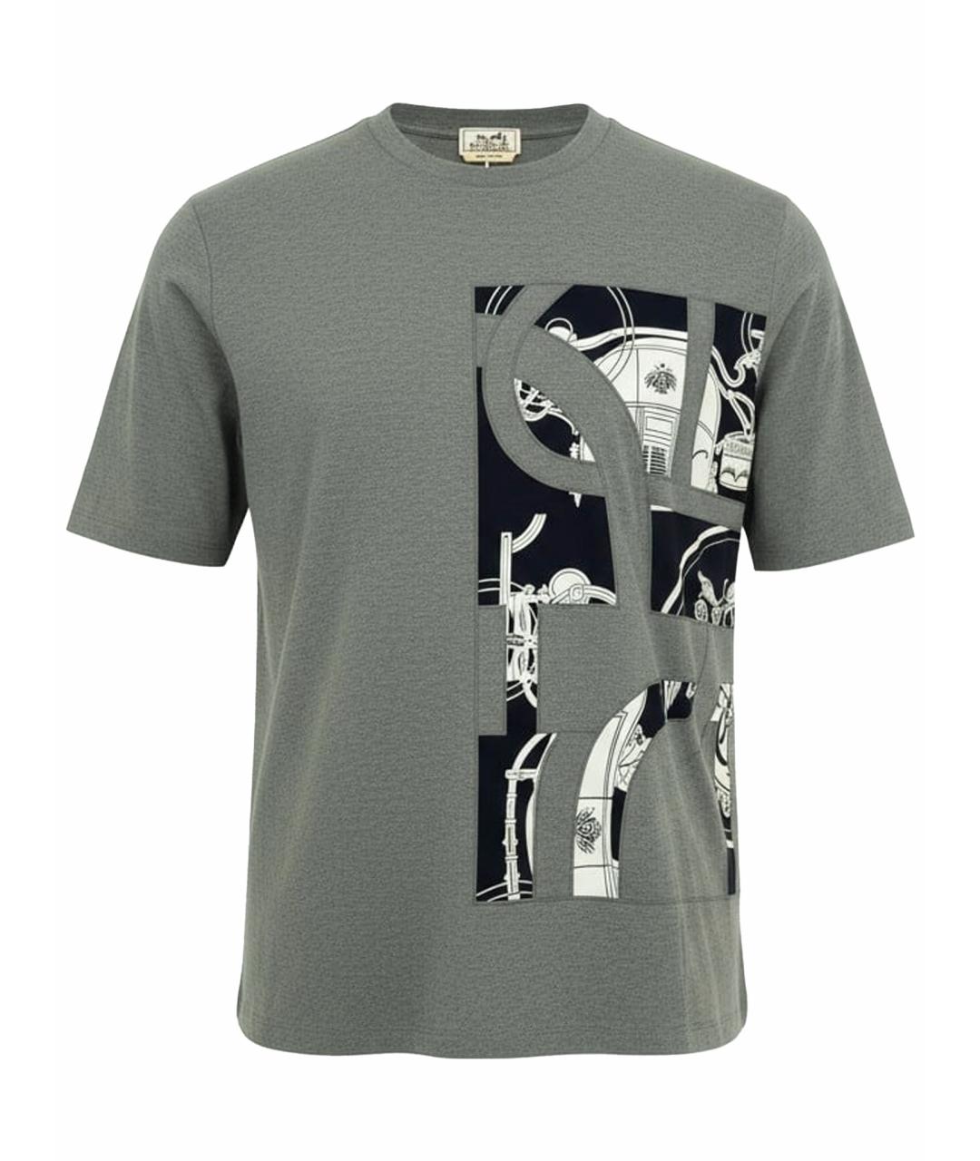 HERMES Хаки хлопковая футболка, фото 1