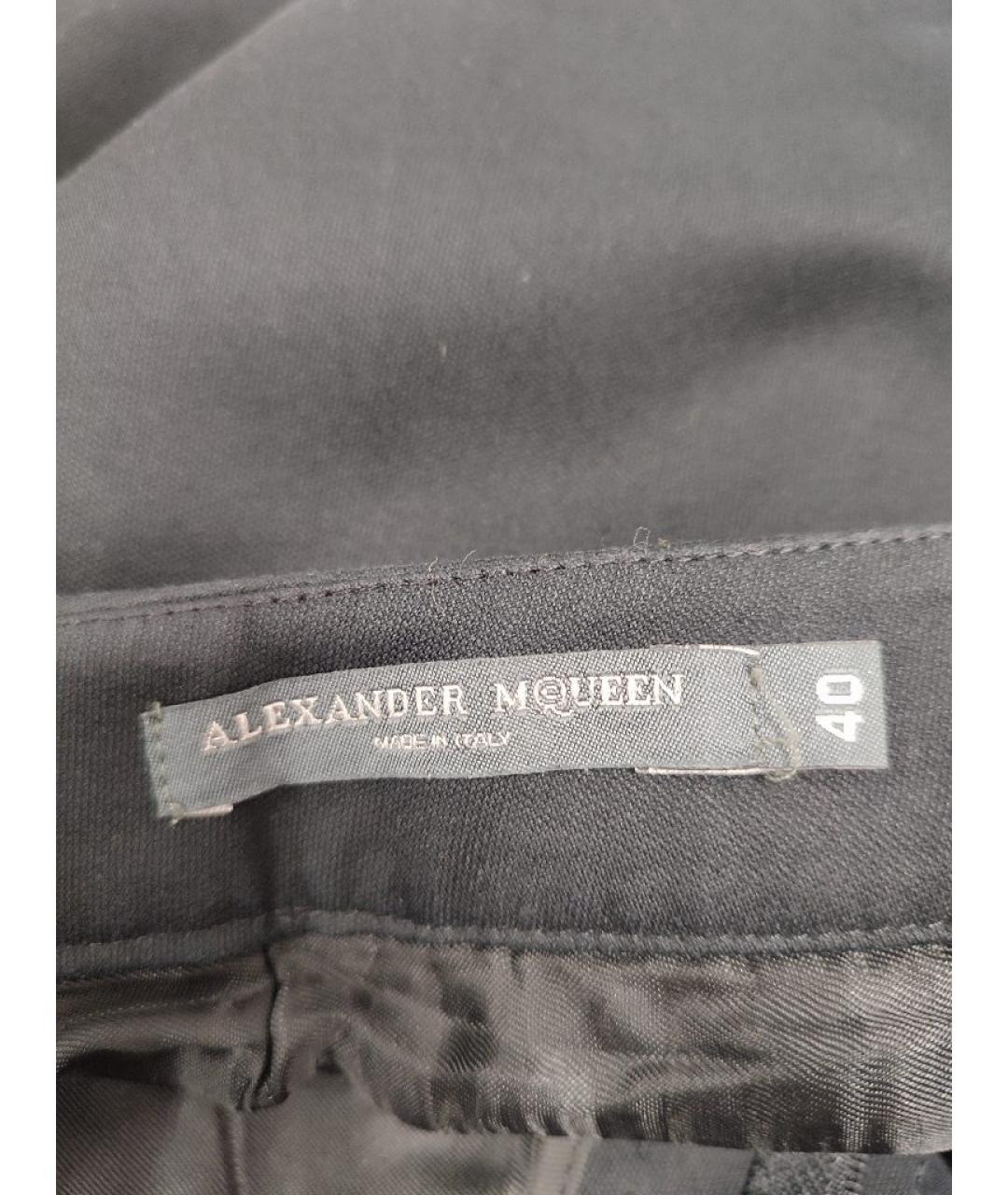 ALEXANDER MCQUEEN Черные хлопковые прямые брюки, фото 3