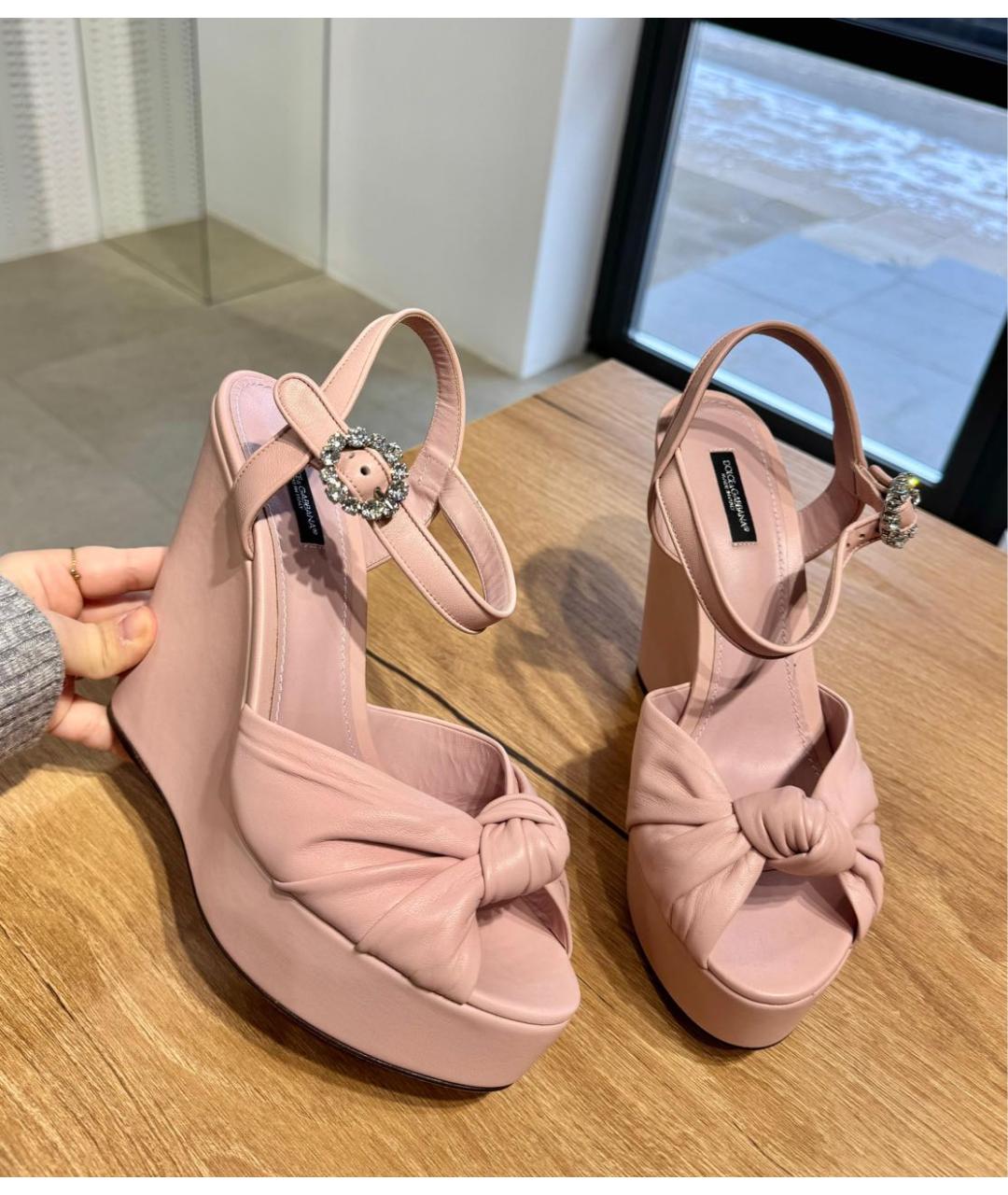 DOLCE&GABBANA Коралловые кожаные босоножки, фото 3