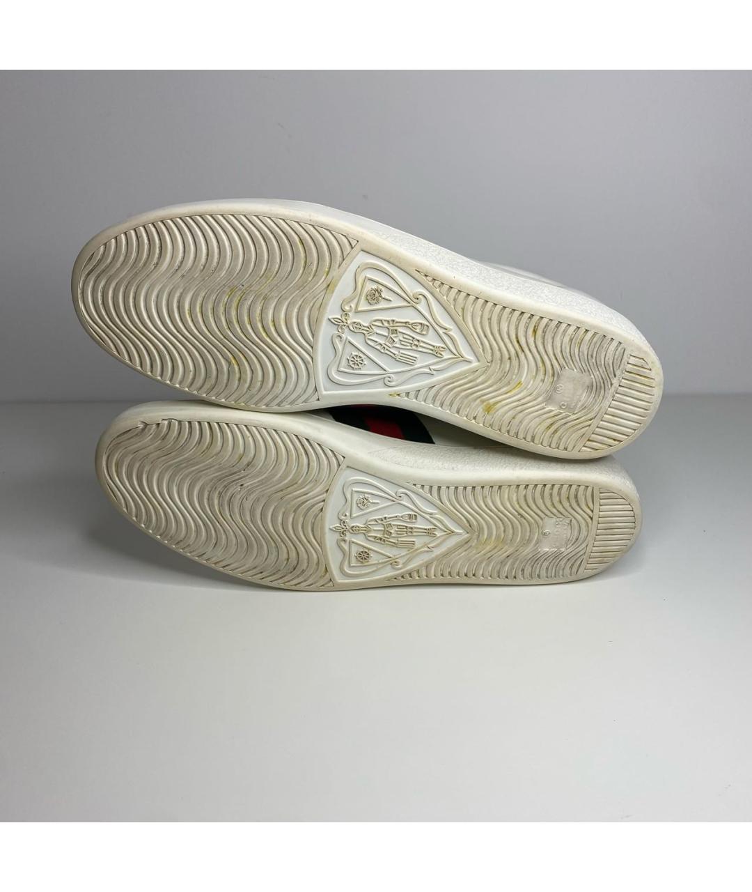 GUCCI Белые кожаные низкие кроссовки / кеды, фото 5
