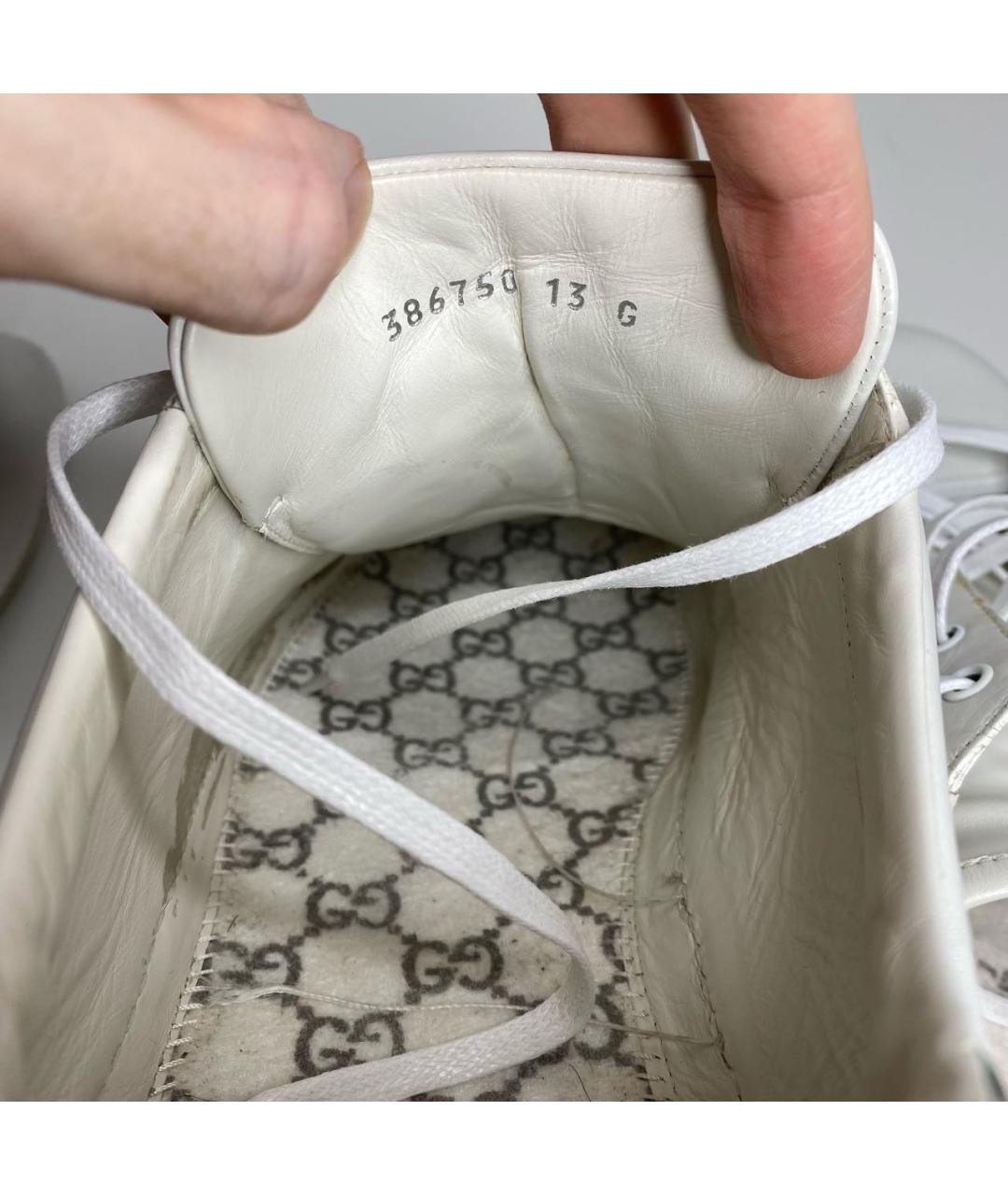 GUCCI Белые кожаные низкие кроссовки / кеды, фото 7