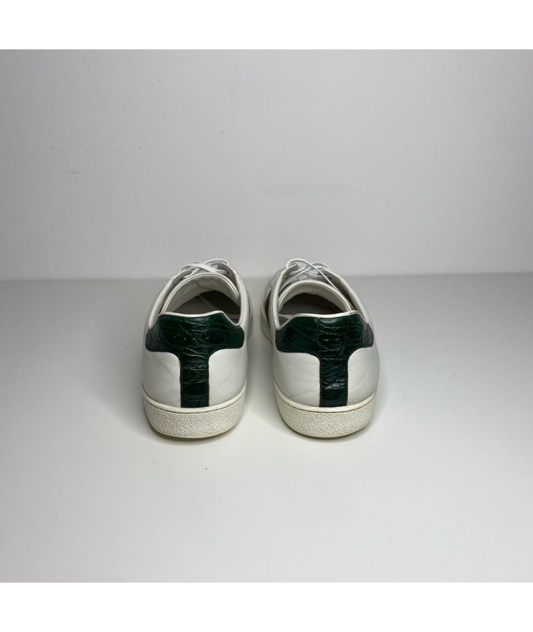GUCCI Белые кожаные низкие кроссовки / кеды, фото 4