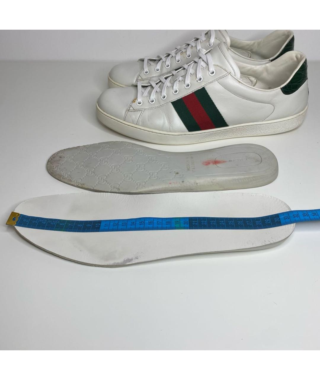 GUCCI Белые кожаные низкие кроссовки / кеды, фото 6