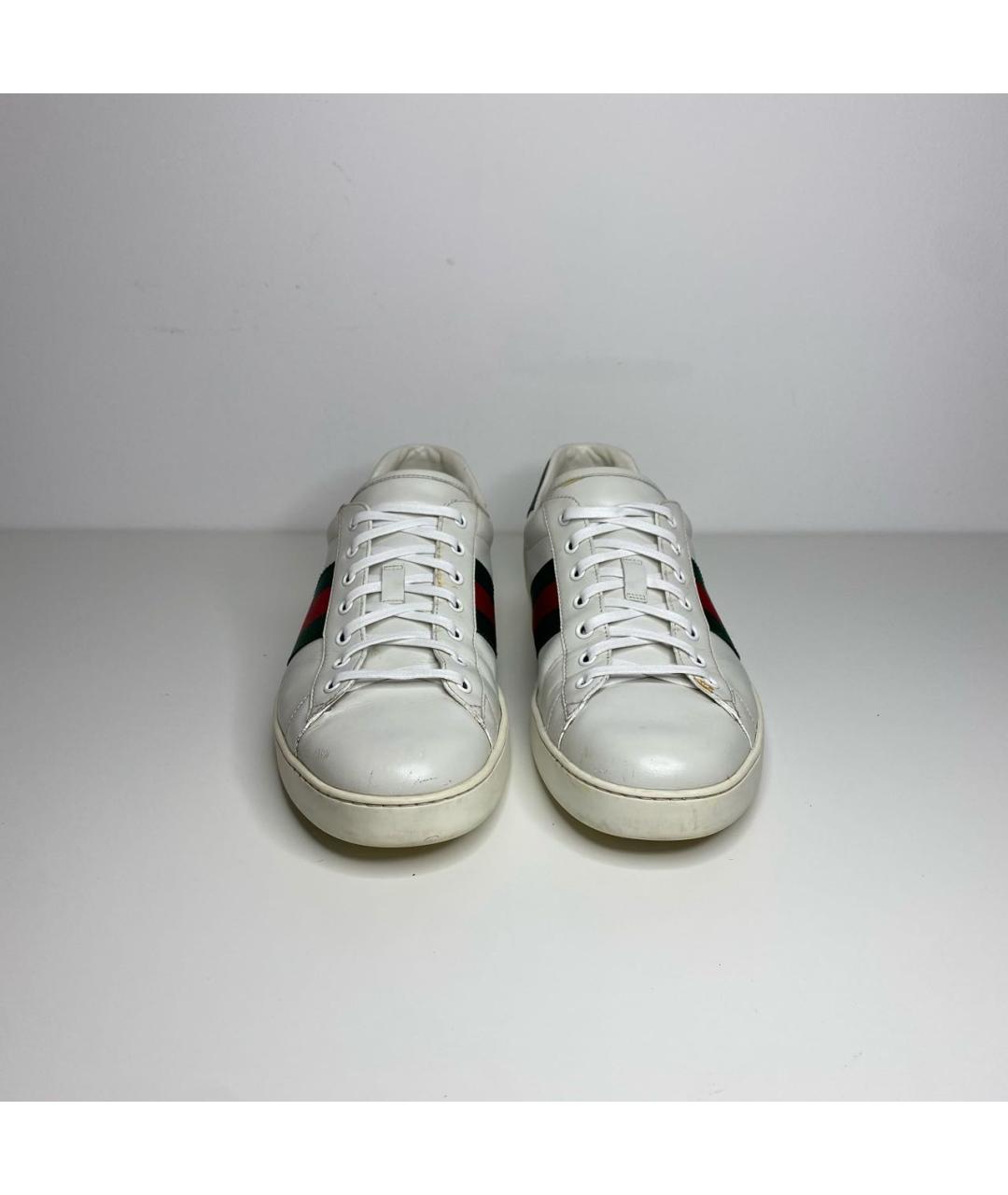 GUCCI Белые кожаные низкие кроссовки / кеды, фото 2
