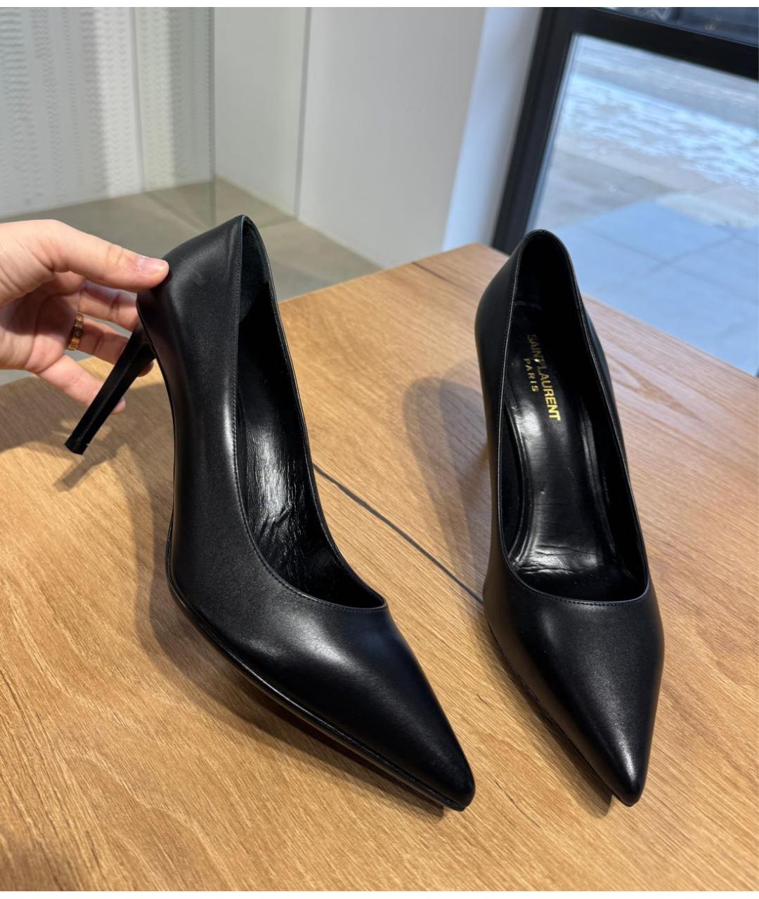 SAINT LAURENT Черные кожаные туфли, фото 2