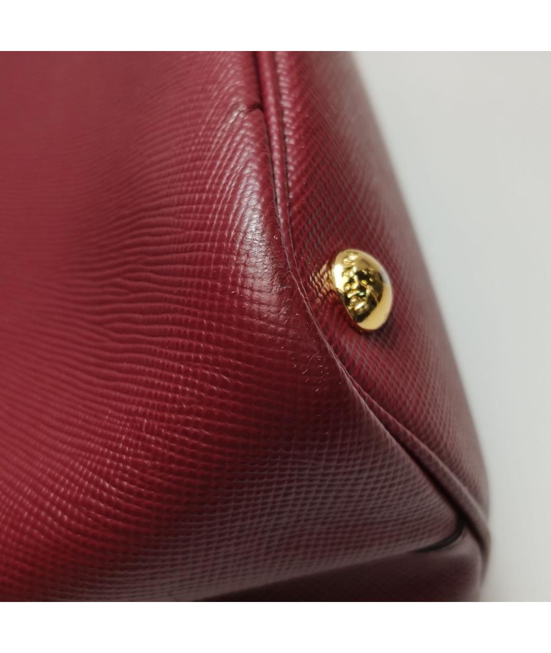 PRADA Бордовая кожаная сумка тоут, фото 8