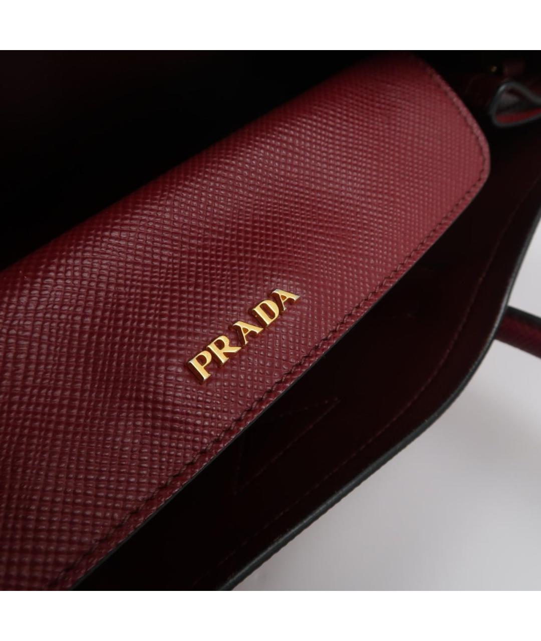 PRADA Бордовая кожаная сумка тоут, фото 7