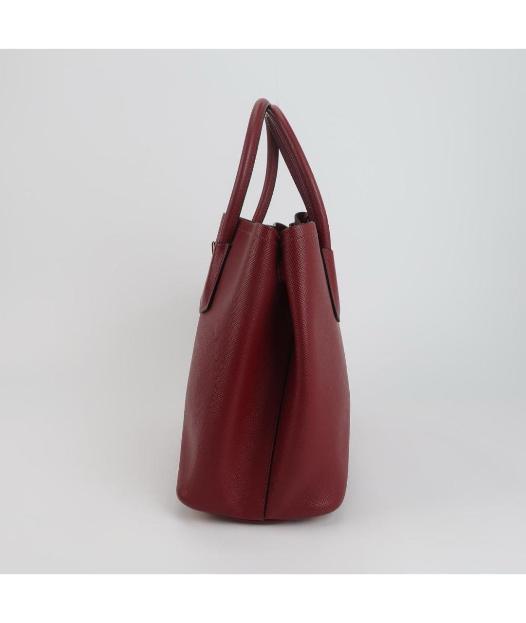 PRADA Бордовая кожаная сумка тоут, фото 2