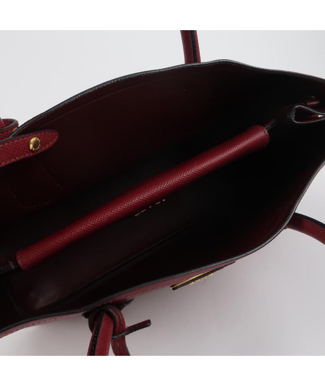 PRADA Бордовая кожаная сумка тоут, фото 6