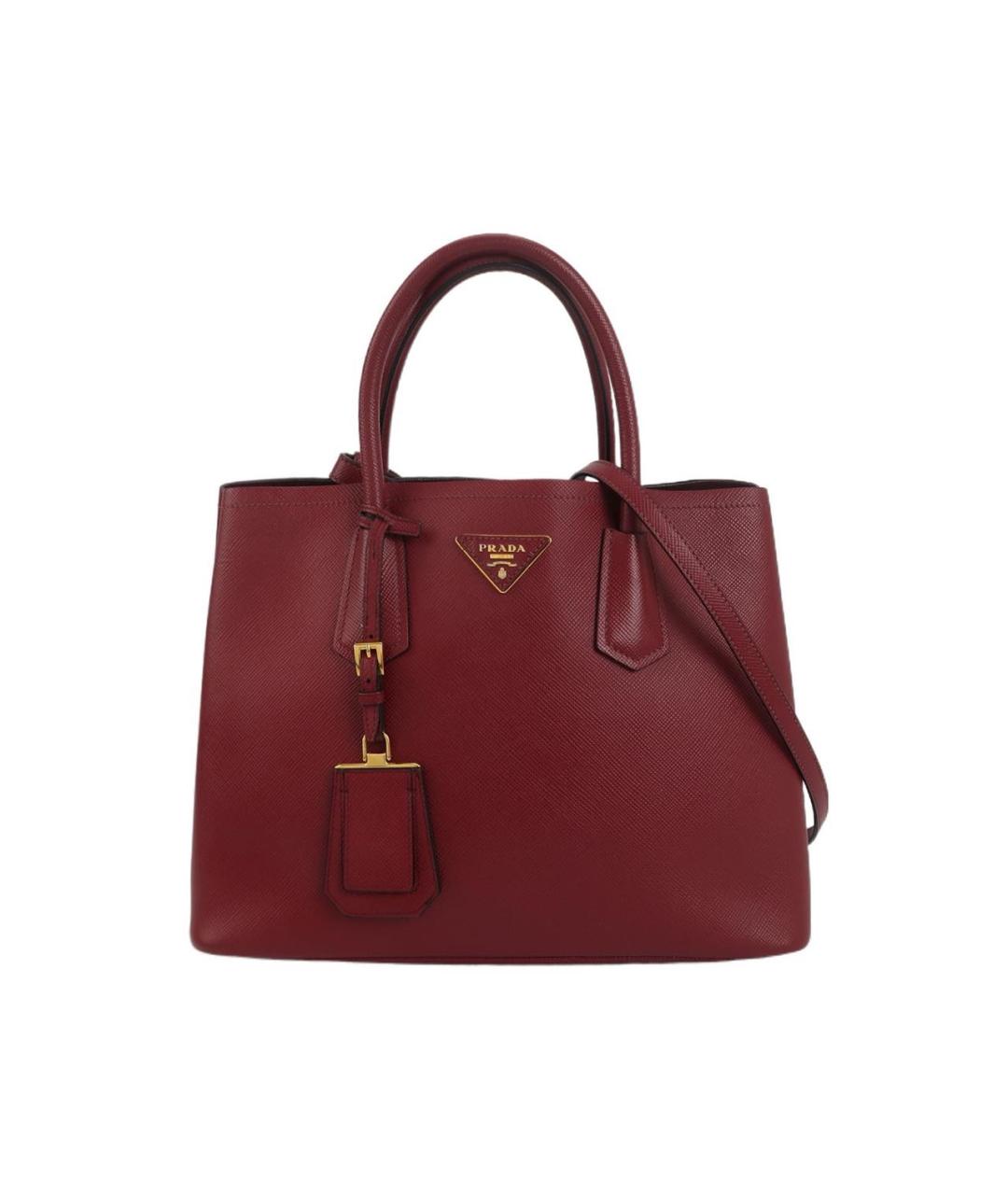 PRADA Бордовая кожаная сумка тоут, фото 9