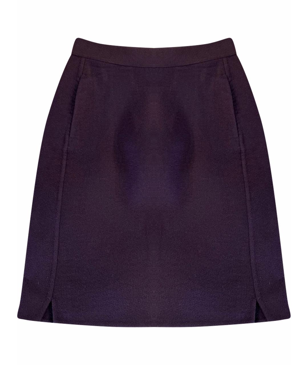 LORO PIANA Фиолетовая шерстяная юбка миди, фото 1