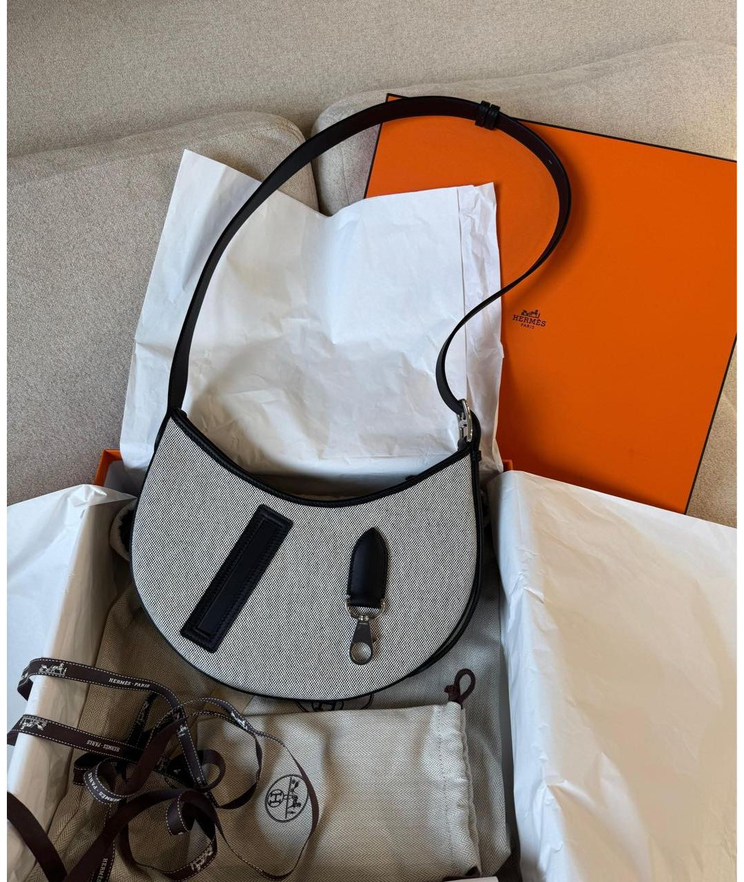 HERMES Серая кожаная сумка через плечо, фото 2