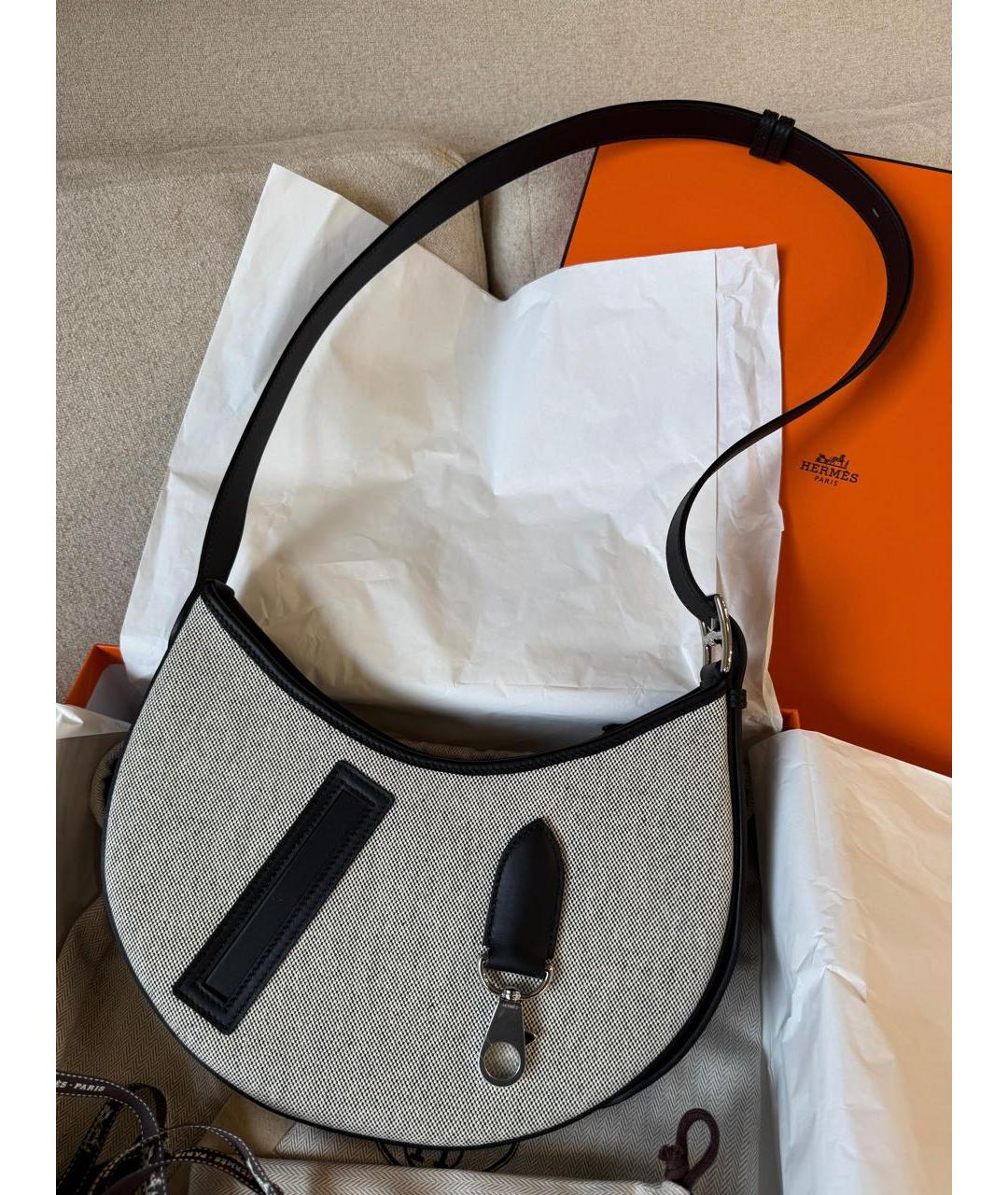HERMES Серая кожаная сумка через плечо, фото 3