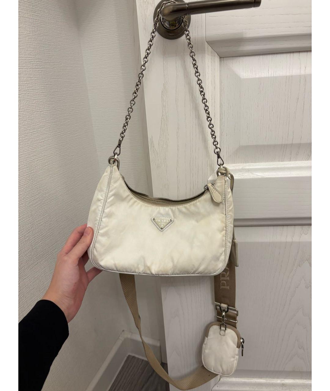 PRADA Белая тканевая сумка через плечо, фото 5